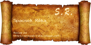 Spacsek Réka névjegykártya