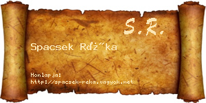 Spacsek Réka névjegykártya